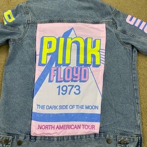Pink Floyd Jean Jacket with Pink and Blue Design
